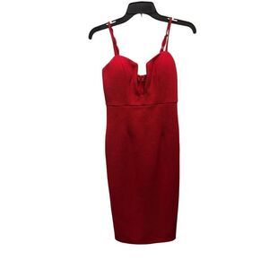 Shareen Women’s Red Spaghetti Strap Elegant Straight Pencil Dress Size 10
